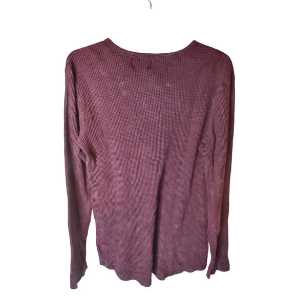 Five Points Industry Waffle Knit Mineral Wash Burgundy Crew Neck Top, NWT, Med - Picture 3 of 7